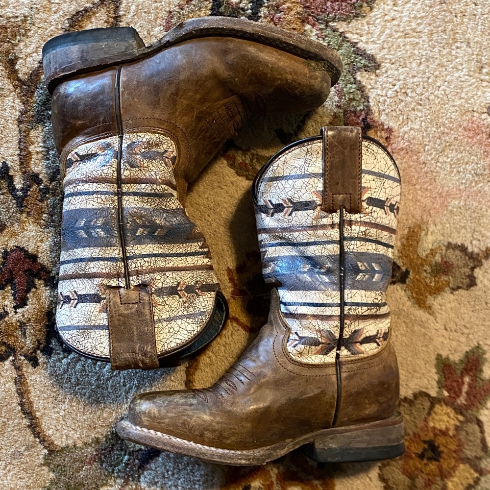 Roper child 9 Brown and Patterned Cowboy Boots